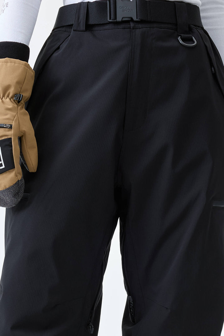 Women's Black Eco Utility Baggy Snow Pants