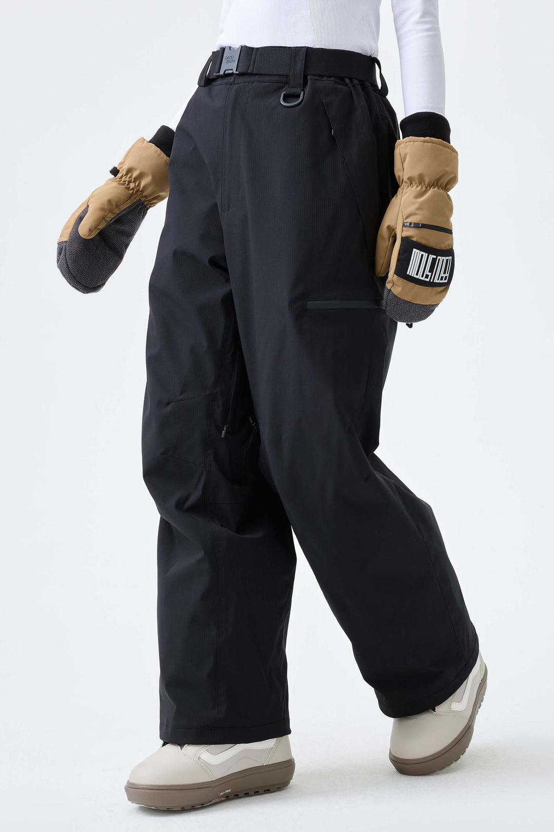 Women's Brown Eco Utility Baggy Snow Pants