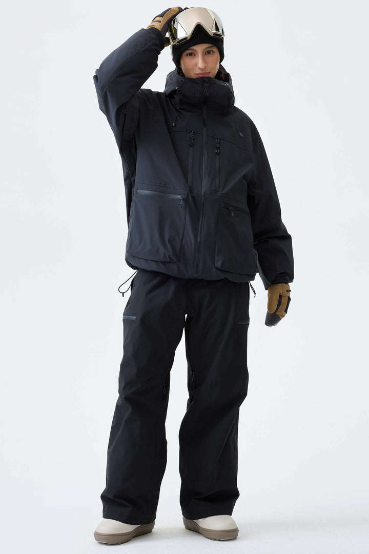 Women's Brown Eco Utility Baggy Snow Pants