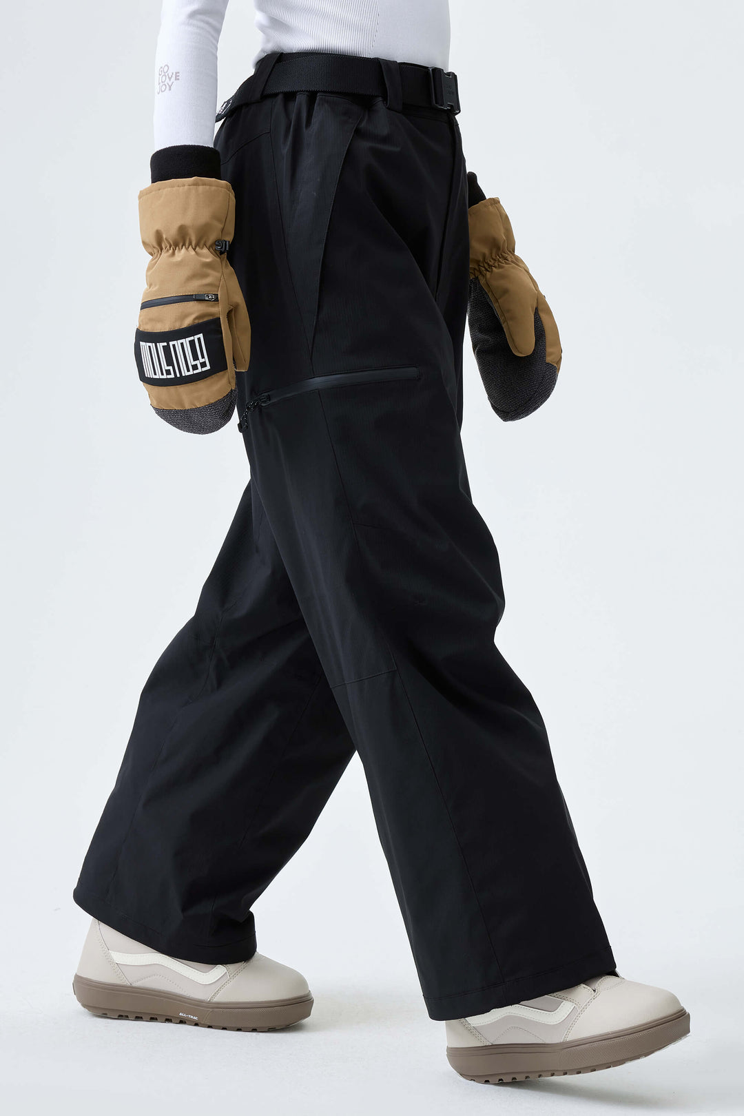 Women's Black Eco Utility Baggy Snow Pants