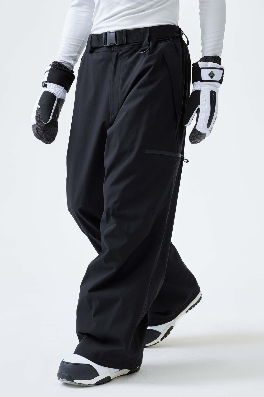 Men's Black Eco Utility Baggy Snow Pants