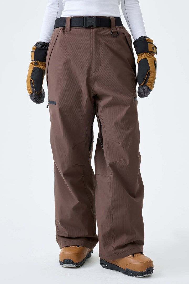 Women's Brown Eco Utility Baggy Snow Pants