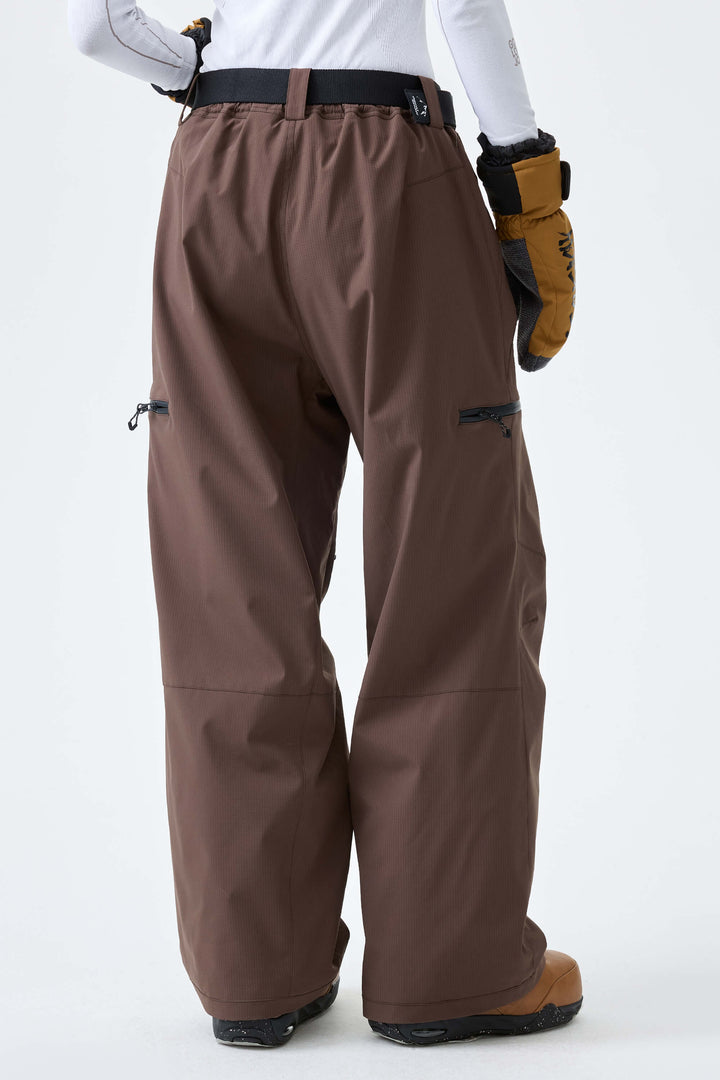 Women's Brown Eco Utility Baggy Snow Pants