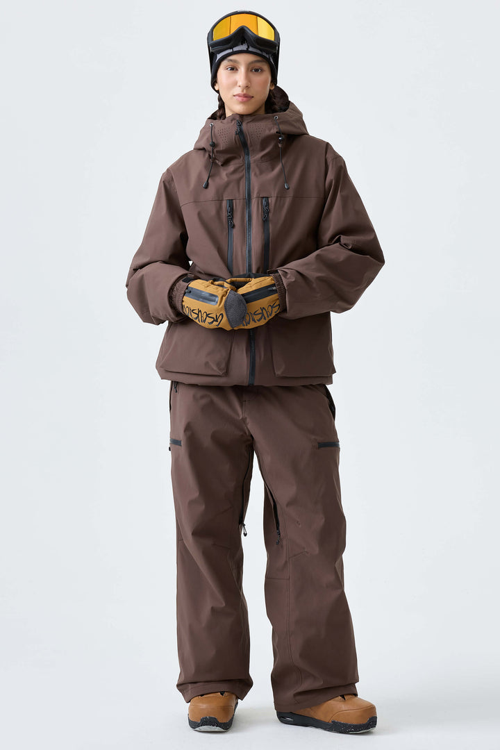 Women's Brown Eco Utility Baggy Snow Pants