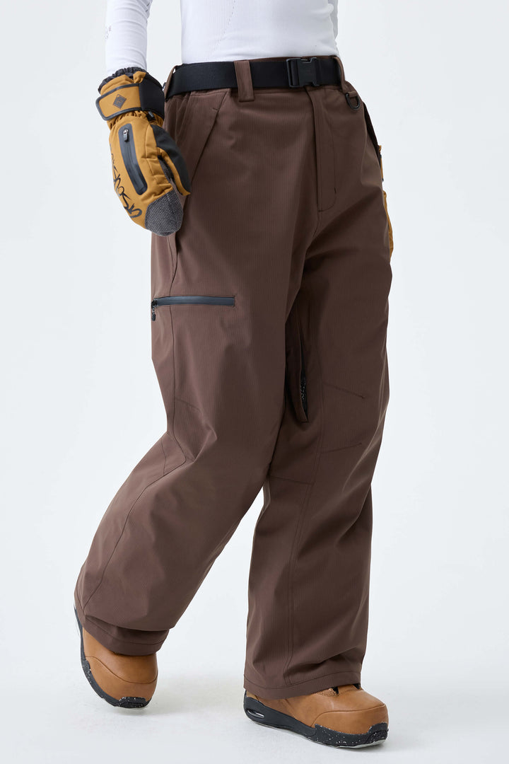 Women's Brown Eco Utility Baggy Snow Pants