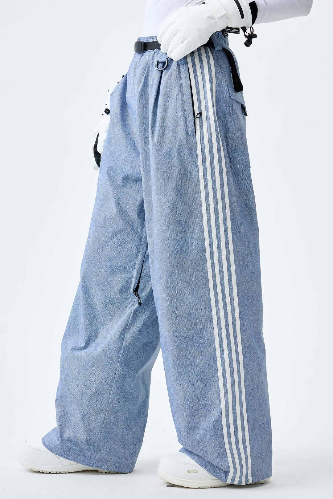 Women's Off White Retro Baggy Track Stripe Snow Pants