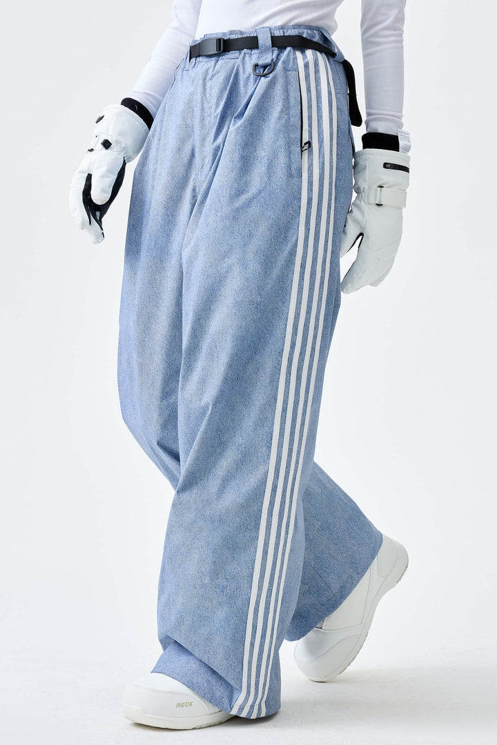 Women's Snow Camo Retro Baggy Track Stripe Snow Pants