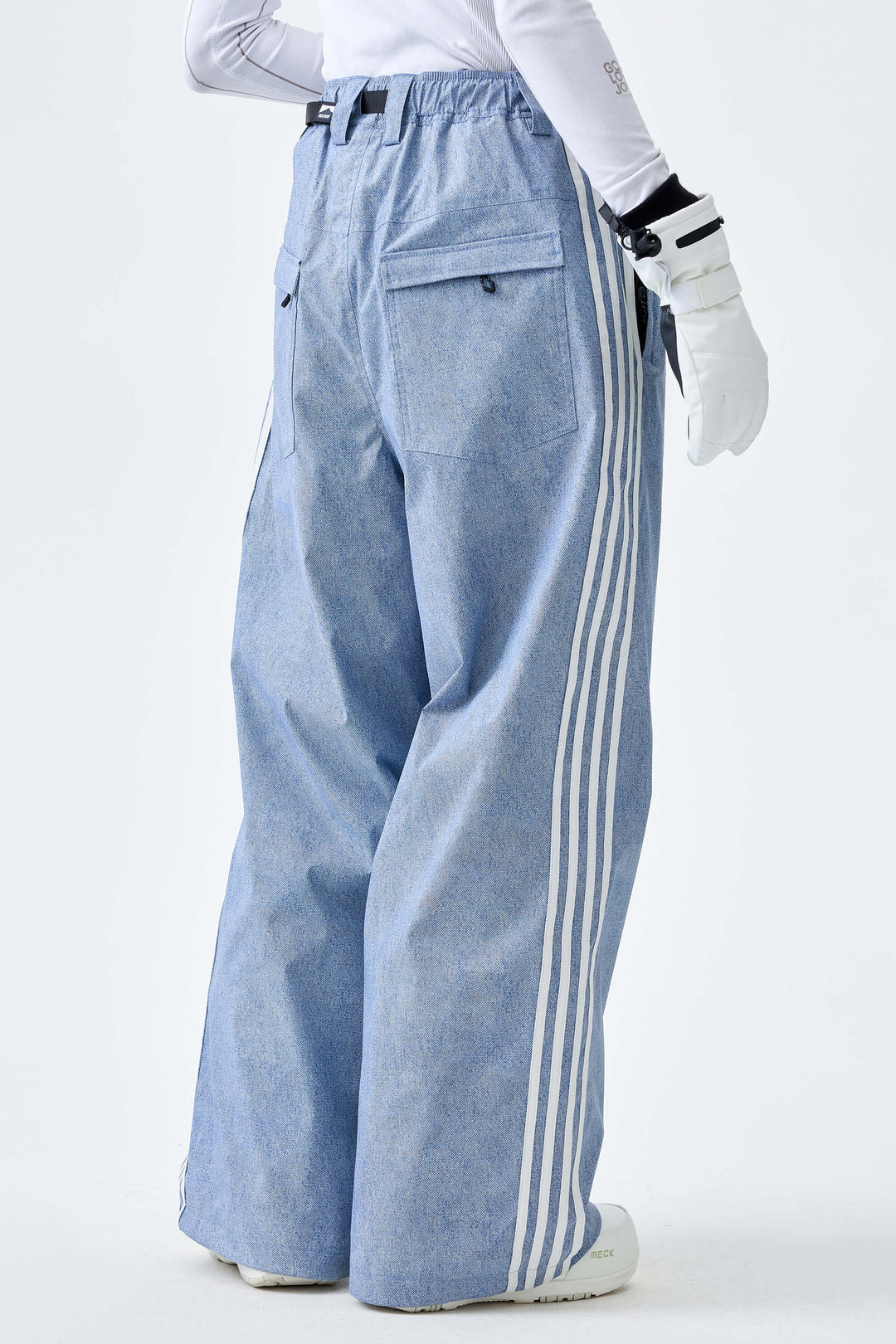 Women's Off White Retro Baggy Track Stripe Snow Pants