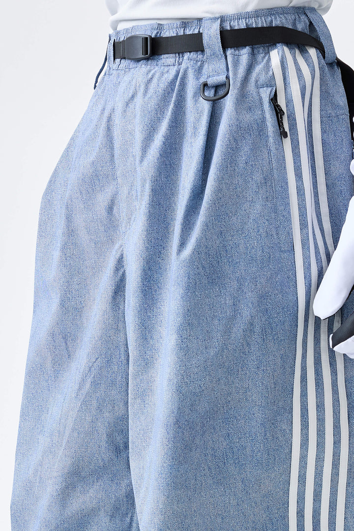 Men's Heather Blue Retro Baggy Track Stripe Snow Pants