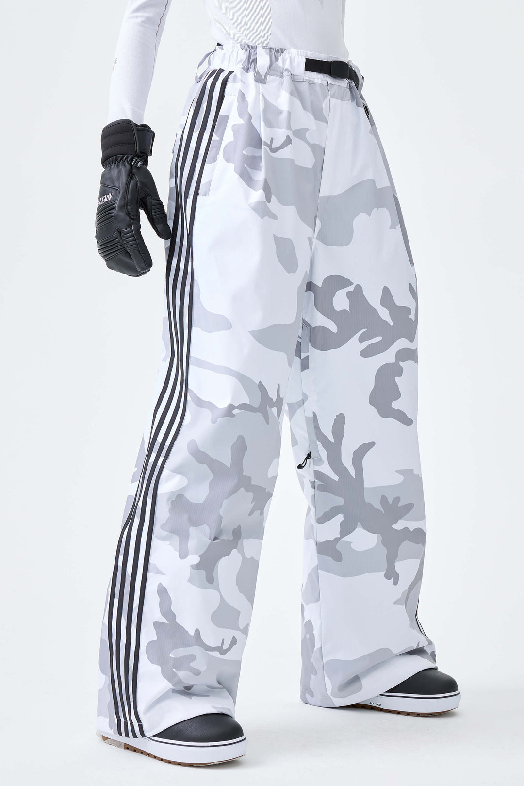 Women's Off White Retro Baggy Track Stripe Snow Pants