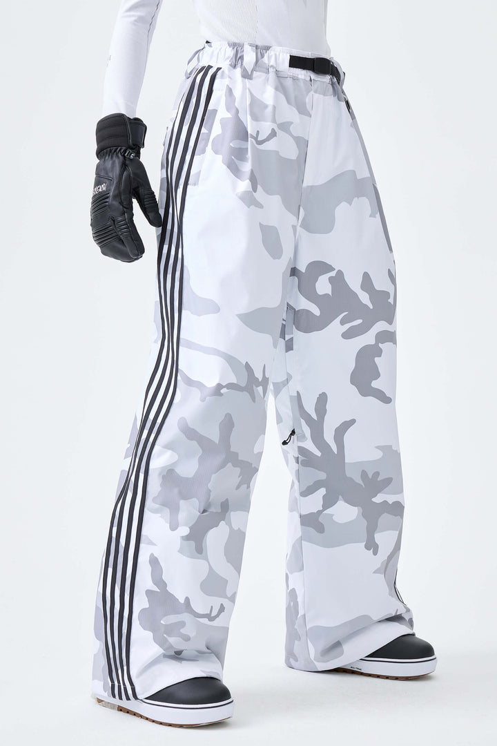 Women's Off White Retro Baggy Track Stripe Snow Pants