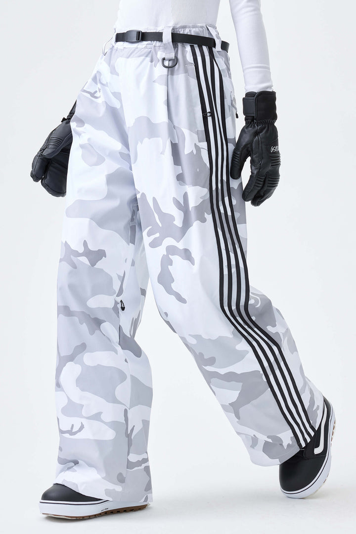 Women's Snow Camo Retro Baggy Track Stripe Snow Pants