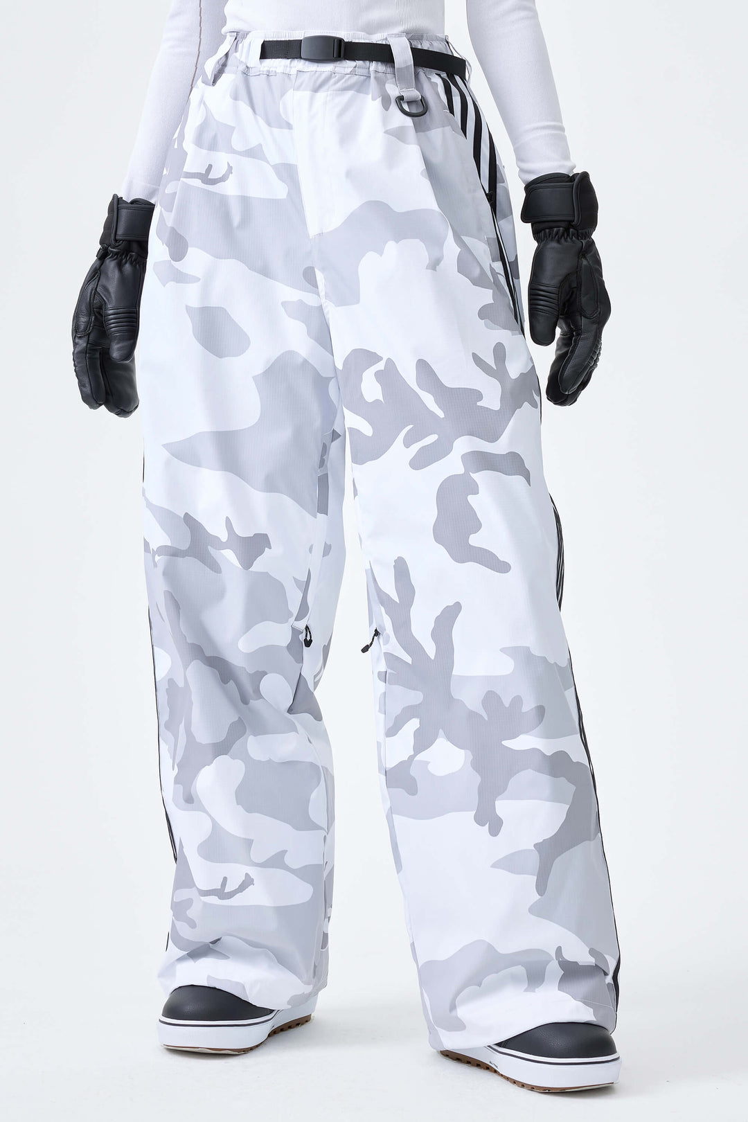 Women's Snow Camo Retro Baggy Track Stripe Snow Pants