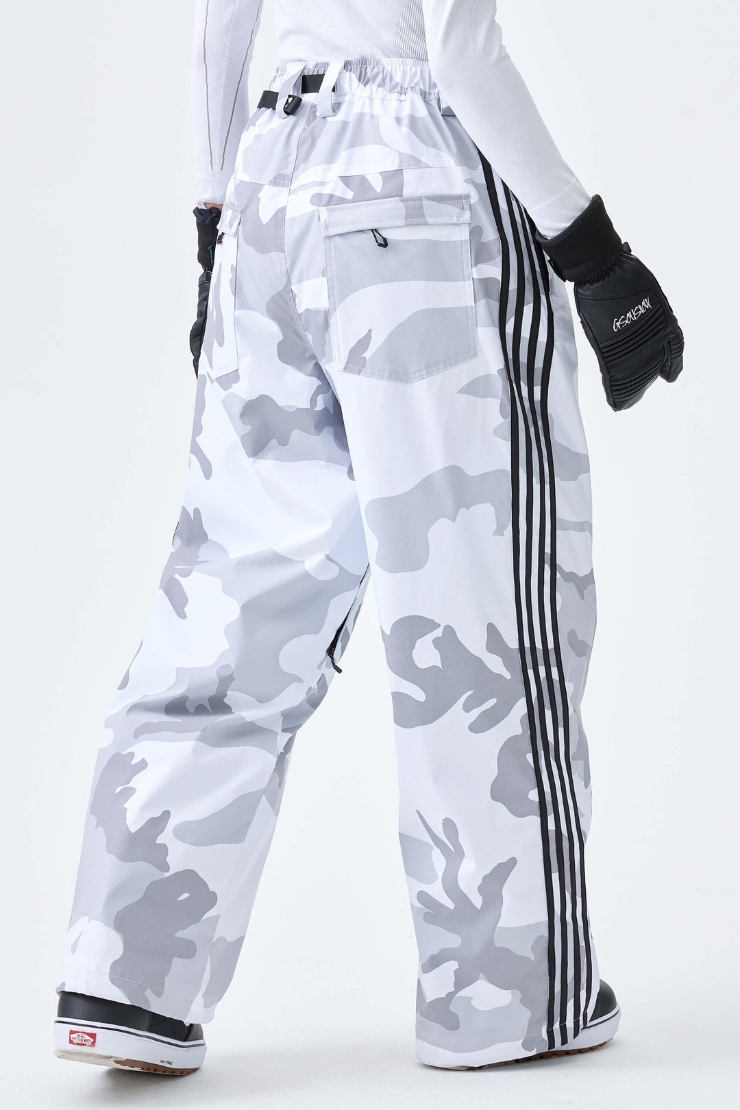 Women's Off White Retro Baggy Track Stripe Snow Pants