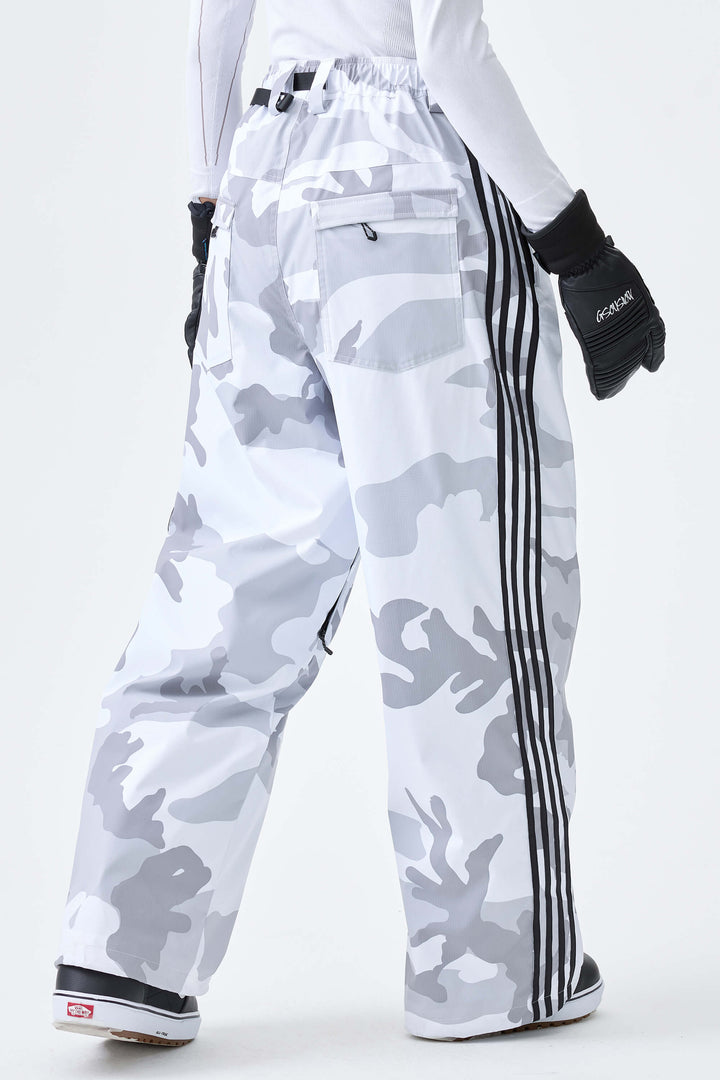 Women's Off White Retro Baggy Track Stripe Snow Pants