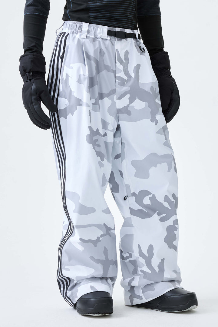 Men's Snow Camo Retro Baggy Track Stripe Snow Pants
