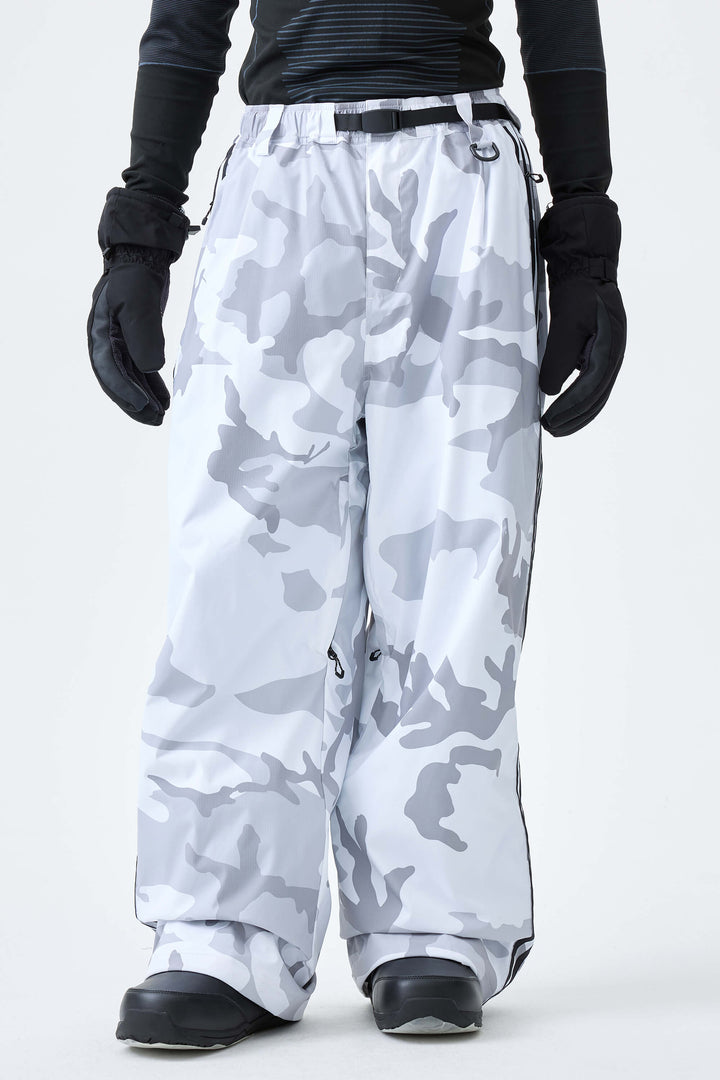 Men's Snow Camo Retro Baggy Track Stripe Snow Pants