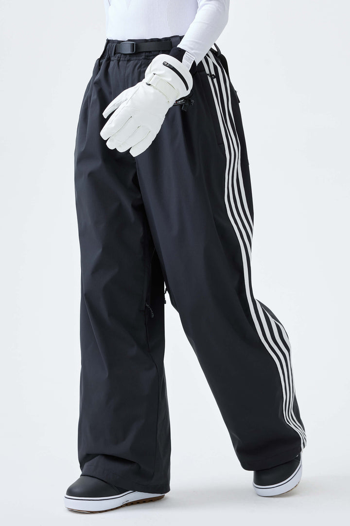 Women's Snow Camo Retro Baggy Track Stripe Snow Pants