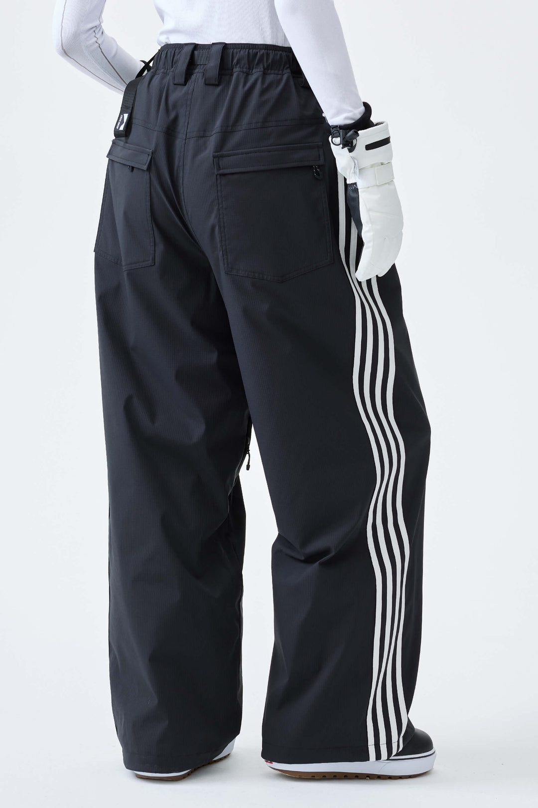 Women's Off White Retro Baggy Track Stripe Snow Pants