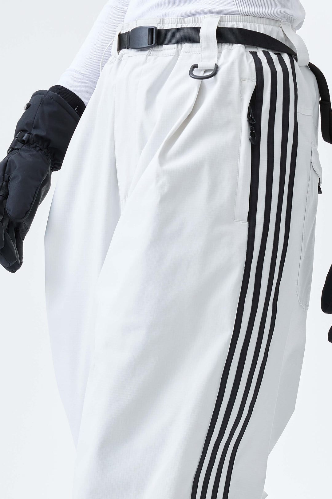 Women's Off White Retro Baggy Track Stripe Snow Pants
