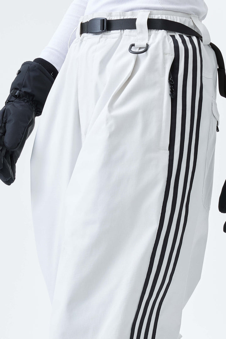 Women's Off White Retro Baggy Track Stripe Snow Pants