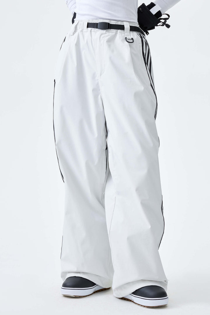 Women's Off White Retro Baggy Track Stripe Snow Pants