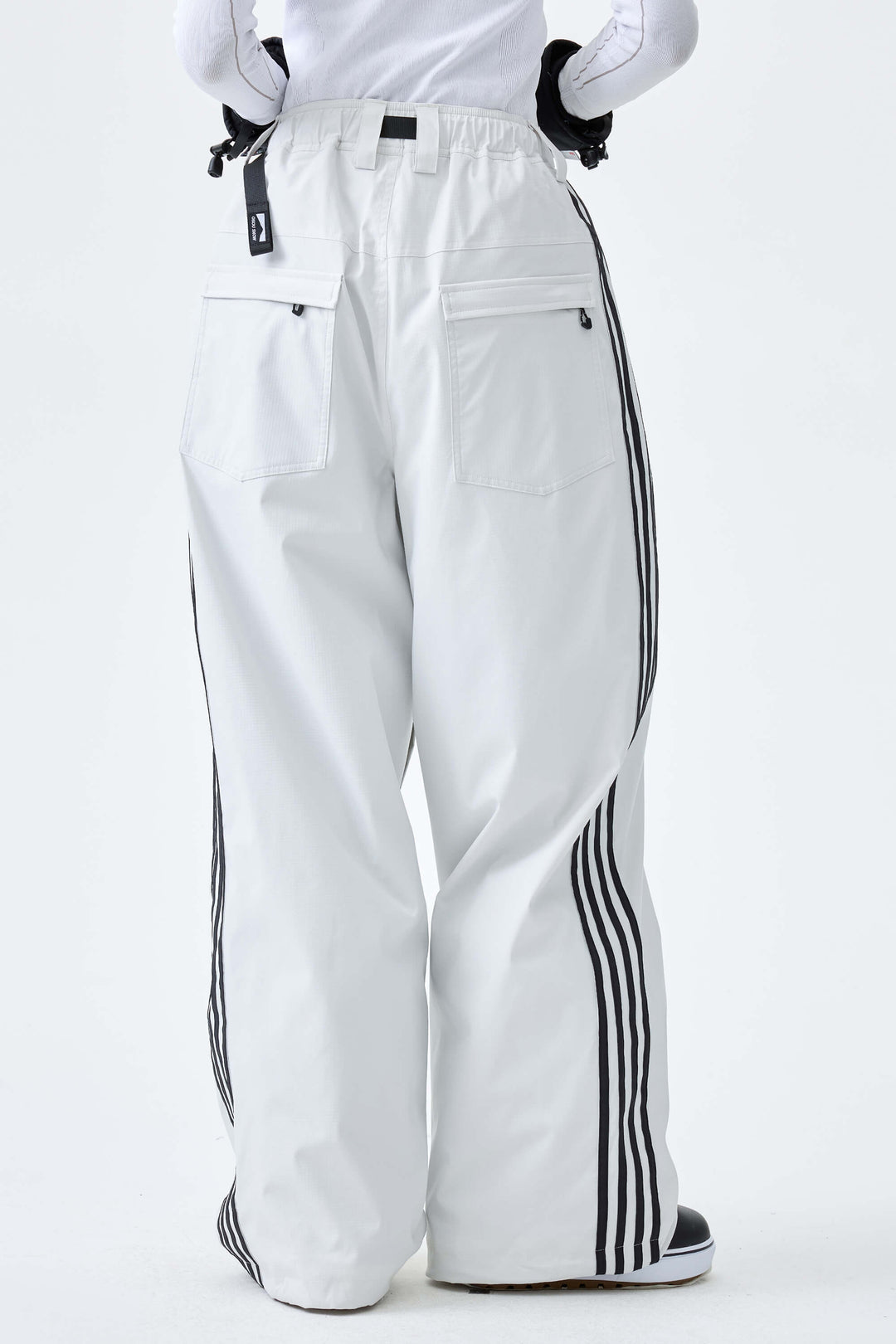 Women's Off White Retro Baggy Track Stripe Snow Pants