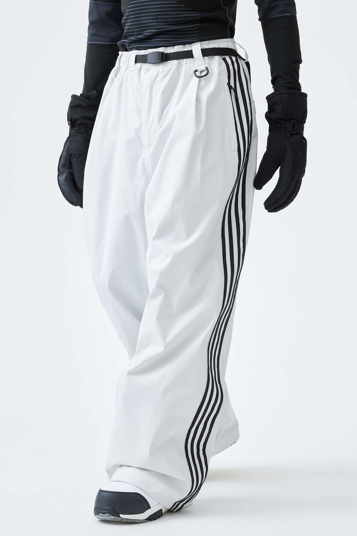 Men's Black Retro Baggy Track Stripe Snow Pants