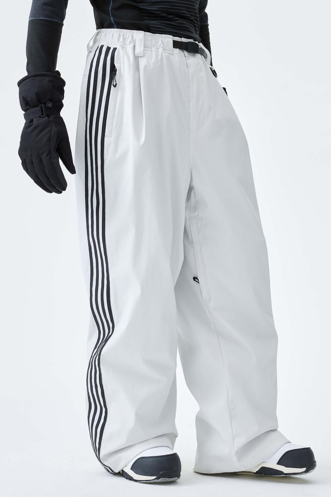 Men's Off White Retro Baggy Track Stripe Snow Pants