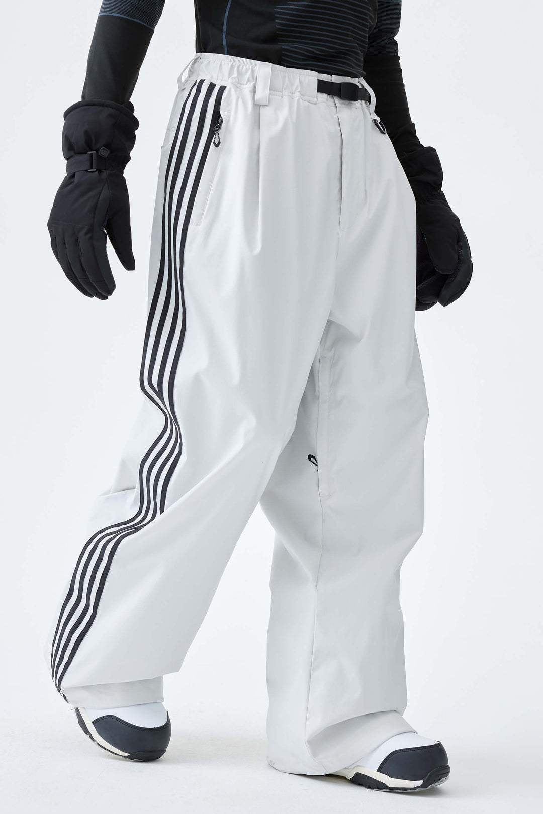 Men's Off White Retro Baggy Track Stripe Snow Pants