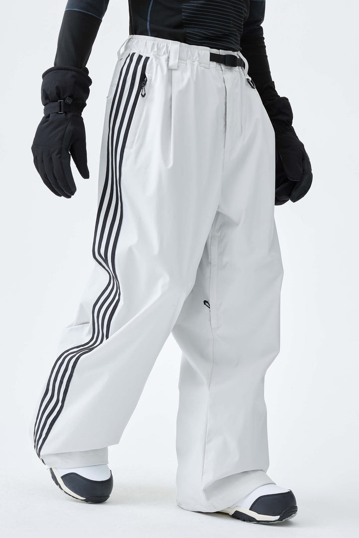 Men's Off White Retro Baggy Track Stripe Snow Pants