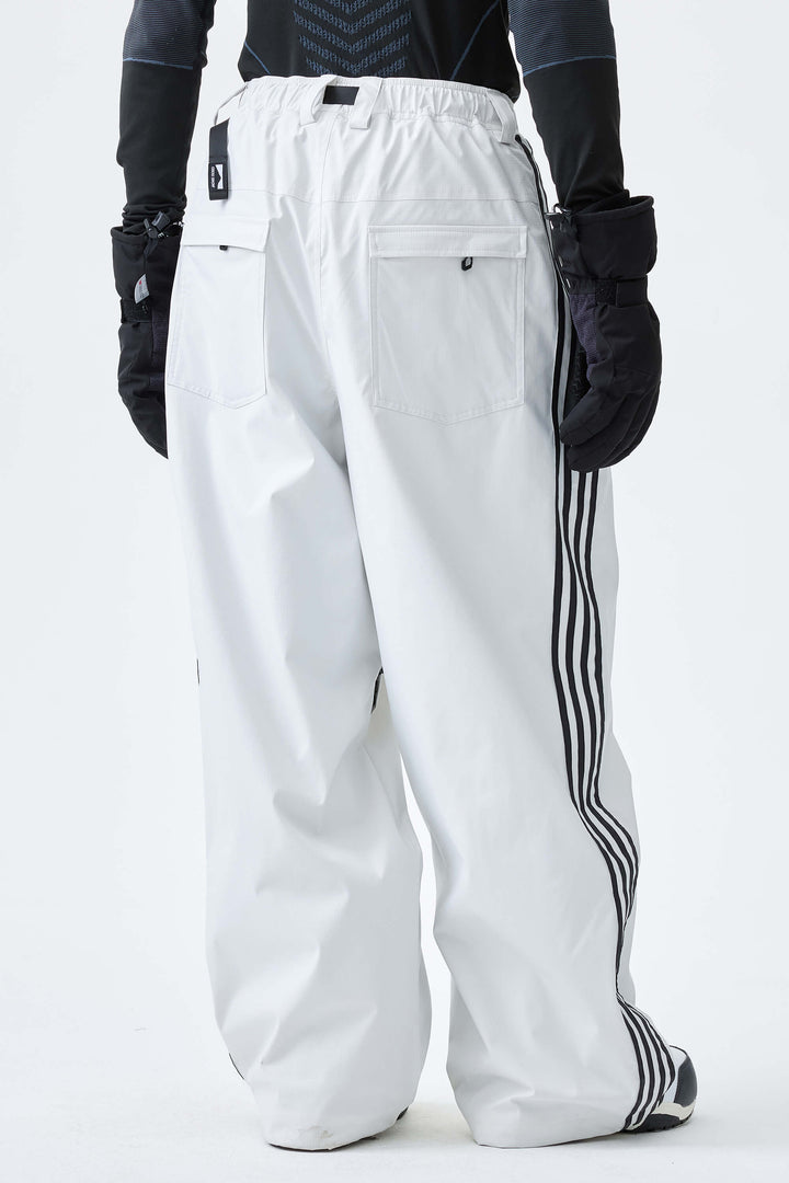 Men's Off White Retro Baggy Track Stripe Snow Pants
