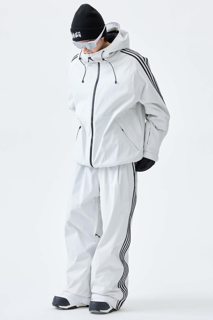Men's Off White Retro Baggy Track Stripe Snow Pants