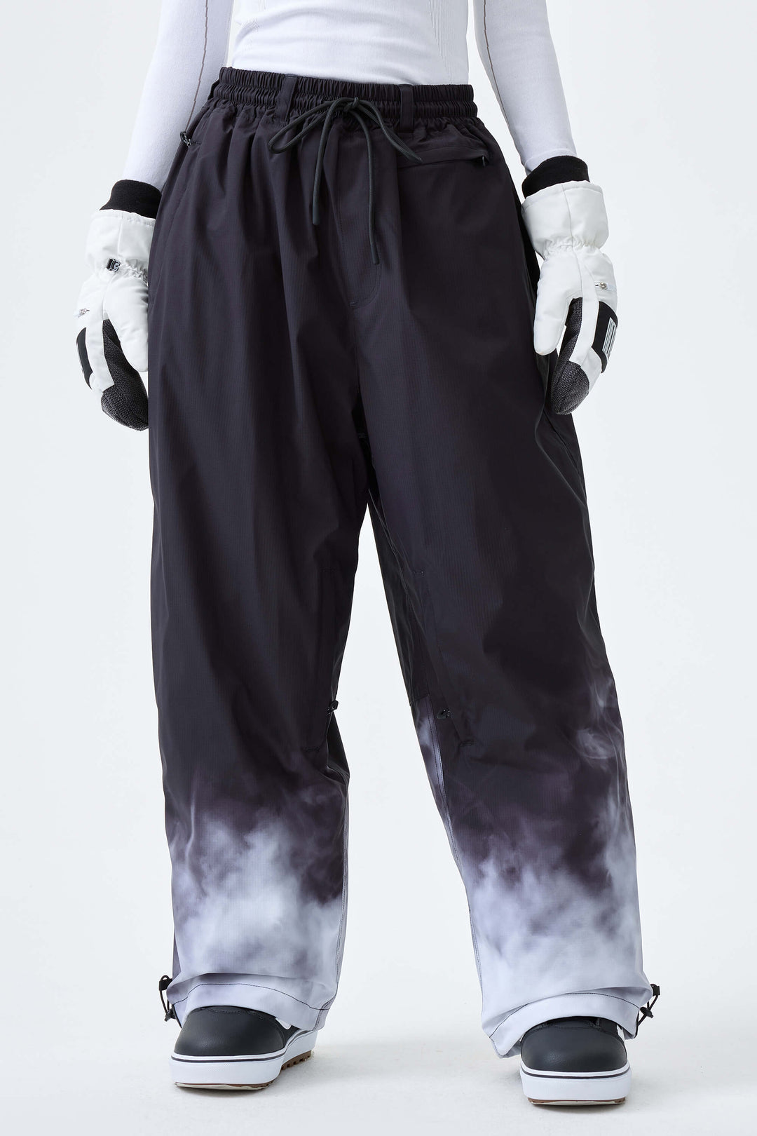 Women's Black Gradient Recycled Baggy Snow Pants