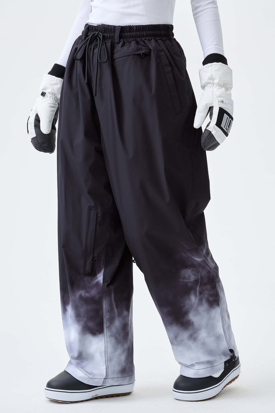 Women's Black Gradient Recycled Baggy Snow Pants