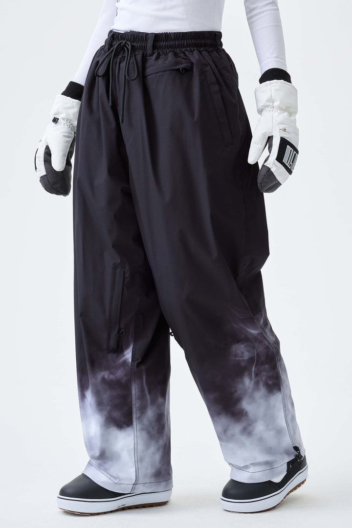 Women's Black Gradient Recycled Baggy Snow Pants
