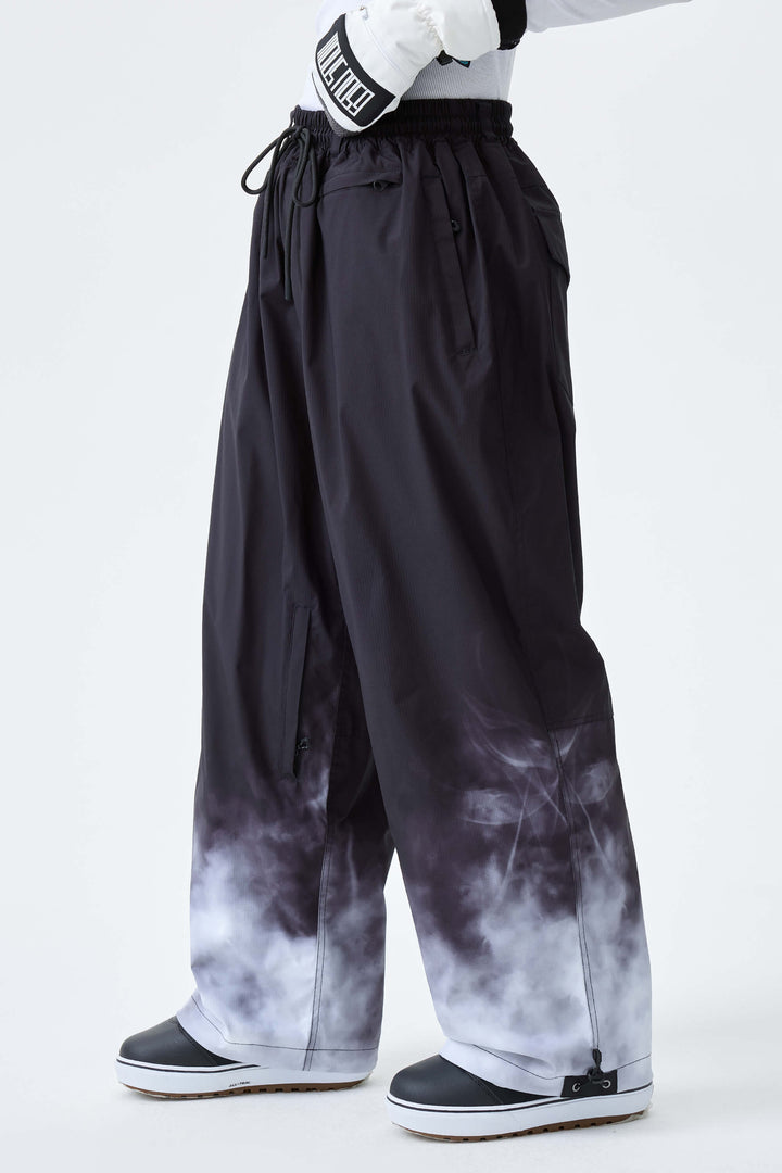 Women's Black Gradient Recycled Baggy Snow Pants