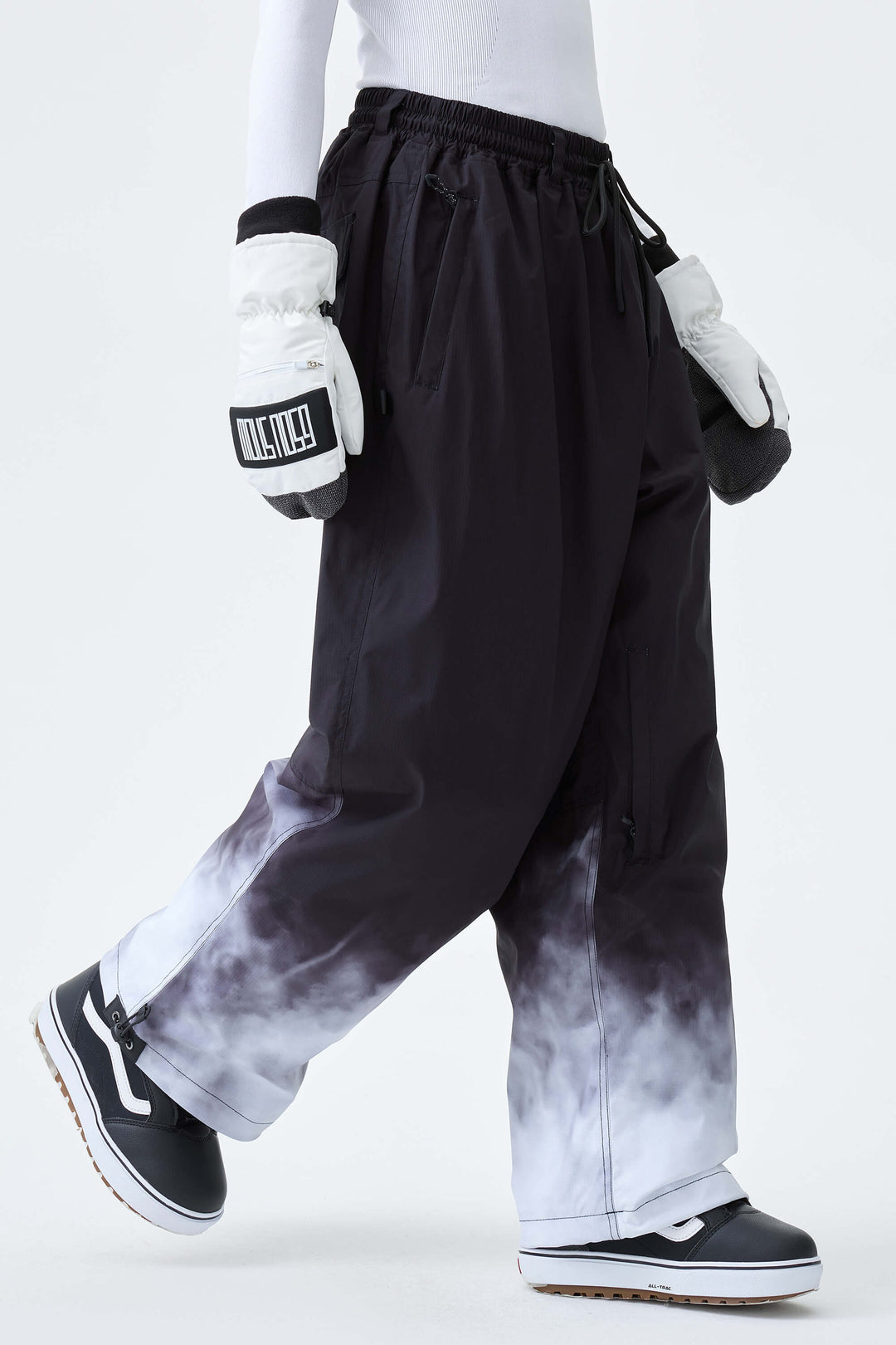 Women's Black Gradient Recycled Baggy Snow Pants