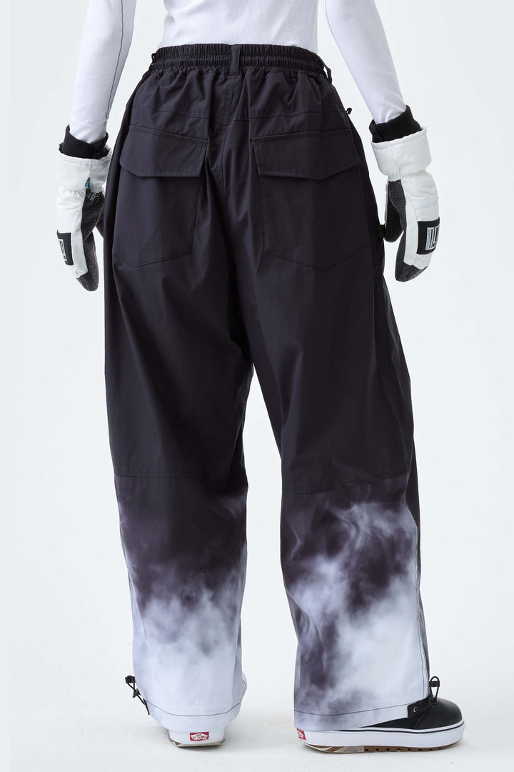 Women's Black Gradient Recycled Baggy Snow Pants