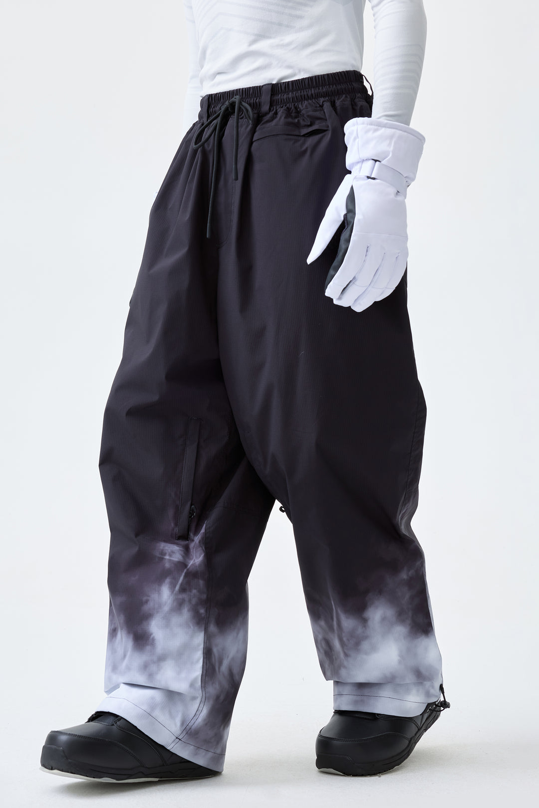 Men's Black Gradient Recycled Baggy Snow Pants
