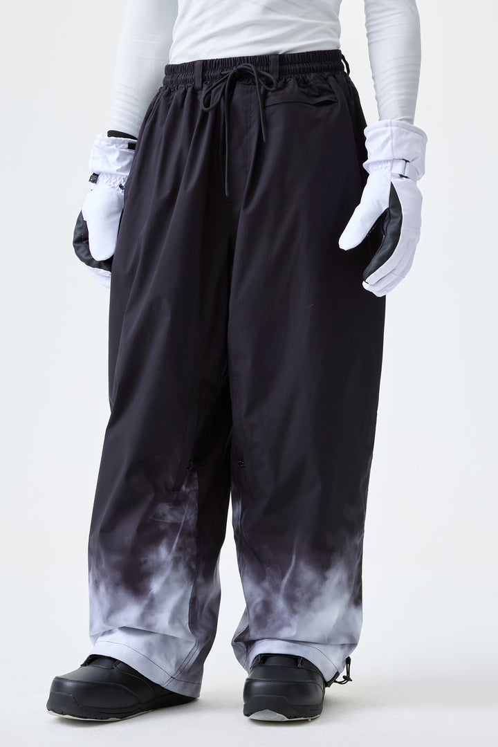 Men's Black Gradient Recycled Baggy Snow Pants