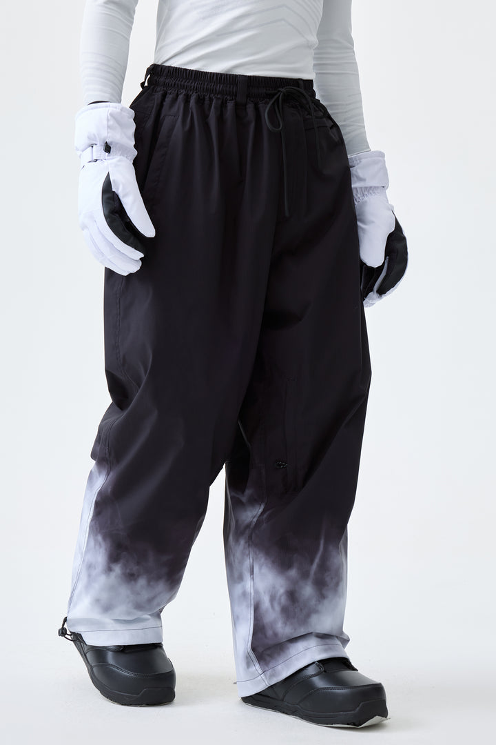 Men's Black Gradient Recycled Baggy Snow Pants