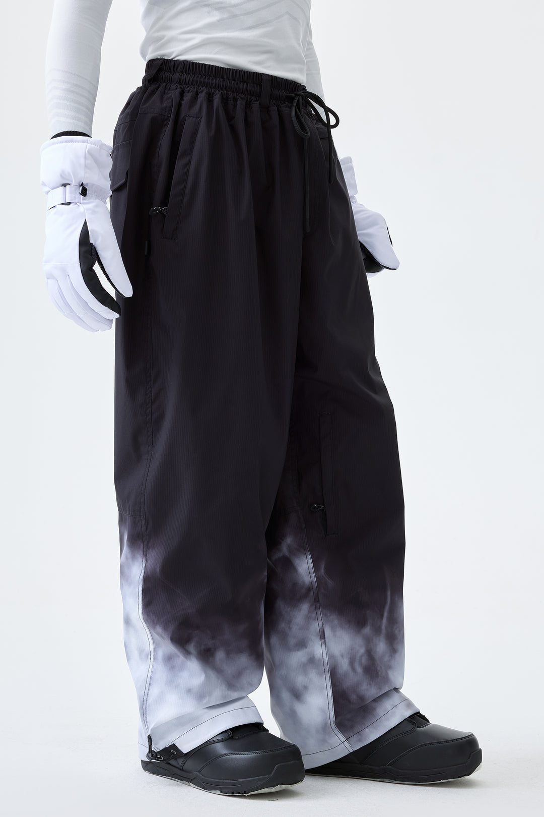 Men's Black Gradient Recycled Baggy Snow Pants