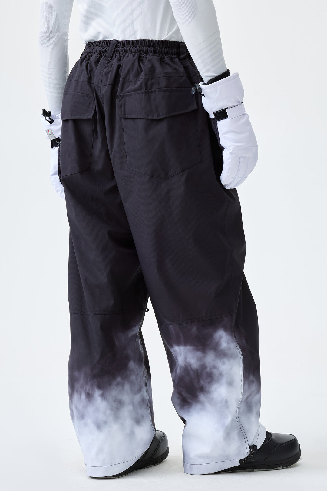 Men's Black Gradient Recycled Baggy Snow Pants