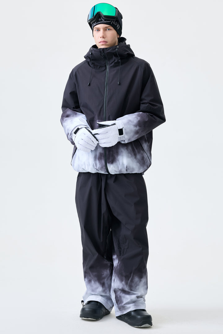 Men's Black Gradient Recycled Baggy Snow Pants