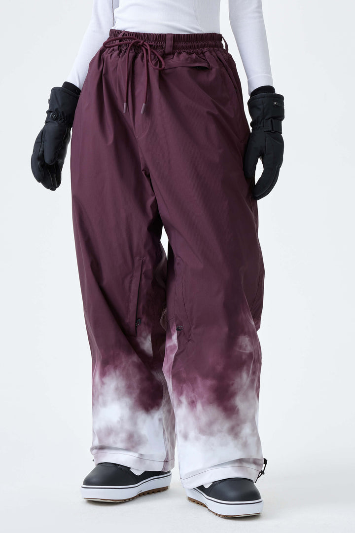 Women's Black Gradient Recycled Baggy Snow Pants