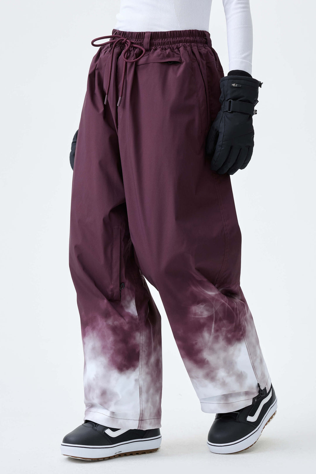 Women's Black Gradient Recycled Baggy Snow Pants