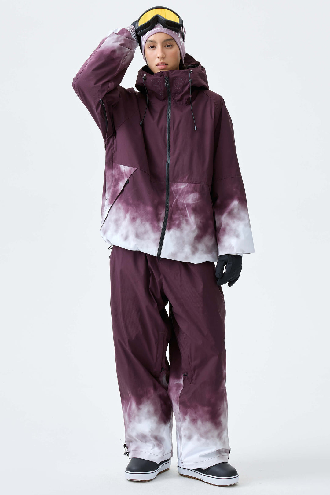 Women's Black Gradient Recycled Baggy Snow Pants