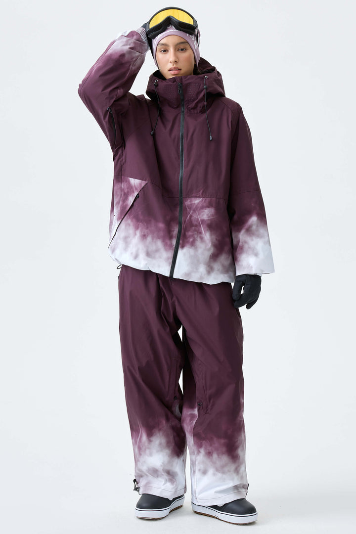 Women's Black Gradient Recycled Baggy Snow Pants
