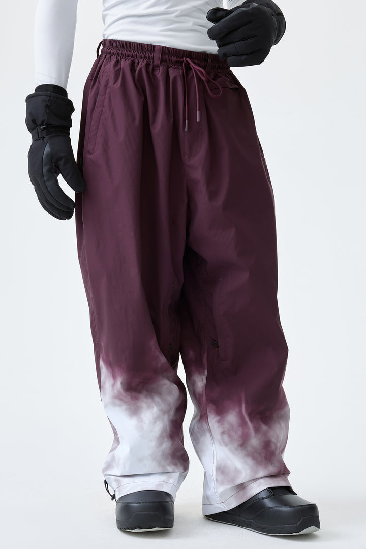 Men's Black Gradient Recycled Baggy Snow Pants